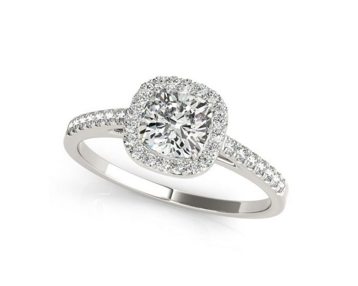 14K White Gold Halo Diamond Engagement Ring