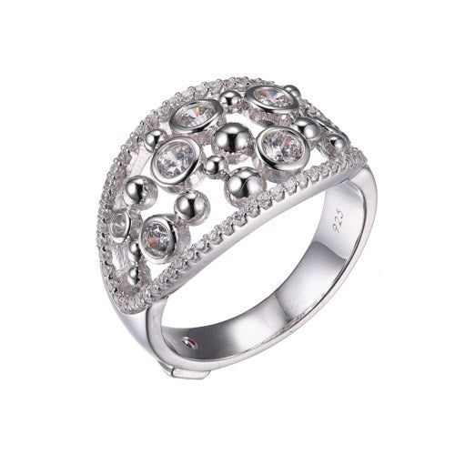 White Sterling Silver Contemporary Bubbles Ring Size 7