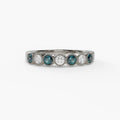 14K White Gold Alexandrite & Diamond Bezel Band