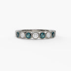 14K White Gold Alexandrite & Diamond Bezel Band