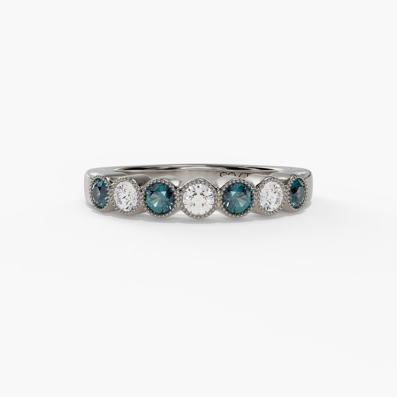 14K White Gold Alexandrite & Diamond Bezel Band