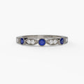14K White Gold Milgrain Marquise Station Band