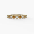 14K Gold Citrine & Diamond Milgrain Band