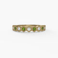 14K Gold Peridot & Diamond Milgrain Band