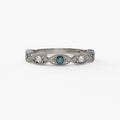 14K White Gold Alexandrite & Diamond Milgrain Band
