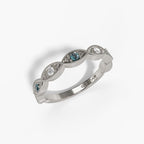 14K White Gold Alexandrite & Diamond Milgrain Band