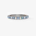 14K White Gold Blue Topaz & Diamond Micropave Band