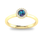 10K Gold Man-Made Alexandrite Halo Ring