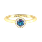 10K Gold Man-Made Alexandrite Halo Ring
