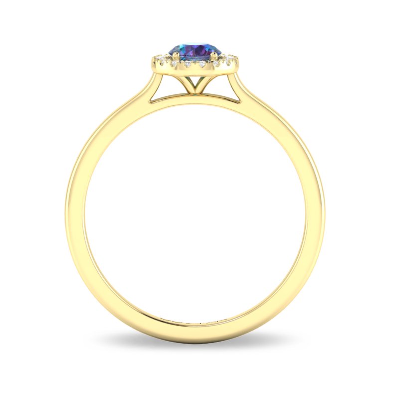 10K Gold Man-Made Alexandrite Halo Ring