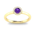 10K Gold Amethyst & Diamond Halo Ring