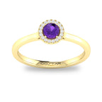 10K Gold Amethyst & Diamond Halo Ring