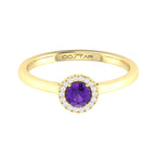 10K Gold Amethyst & Diamond Halo Ring