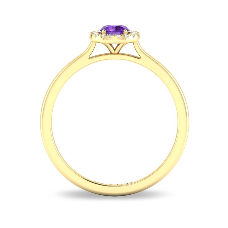 10K Gold Amethyst & Diamond Halo Ring