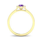10K Gold Amethyst & Diamond Halo Ring