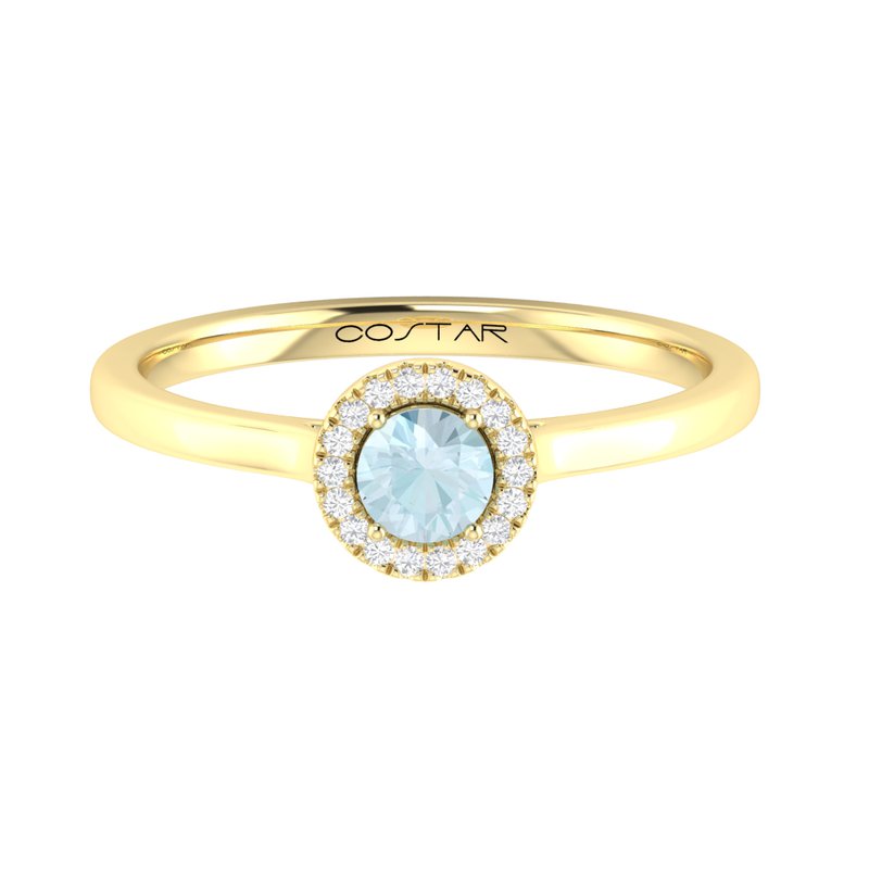 10K Gold Amethyst & Diamond Halo Ring