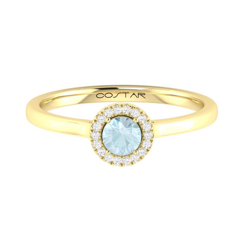 10K Gold Amethyst & Diamond Halo Ring