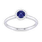 10K White Gold Blue Sapphire Halo Ring