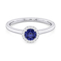 10K White Gold Blue Sapphire Halo Ring