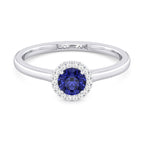 10K White Gold Blue Sapphire Halo Ring