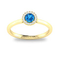 10K Gold Blue Topaz & Diamond Halo Ring