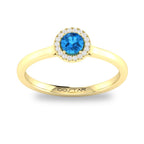 10K Gold Blue Topaz & Diamond Halo Ring