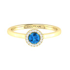 10K Gold Blue Topaz & Diamond Halo Ring