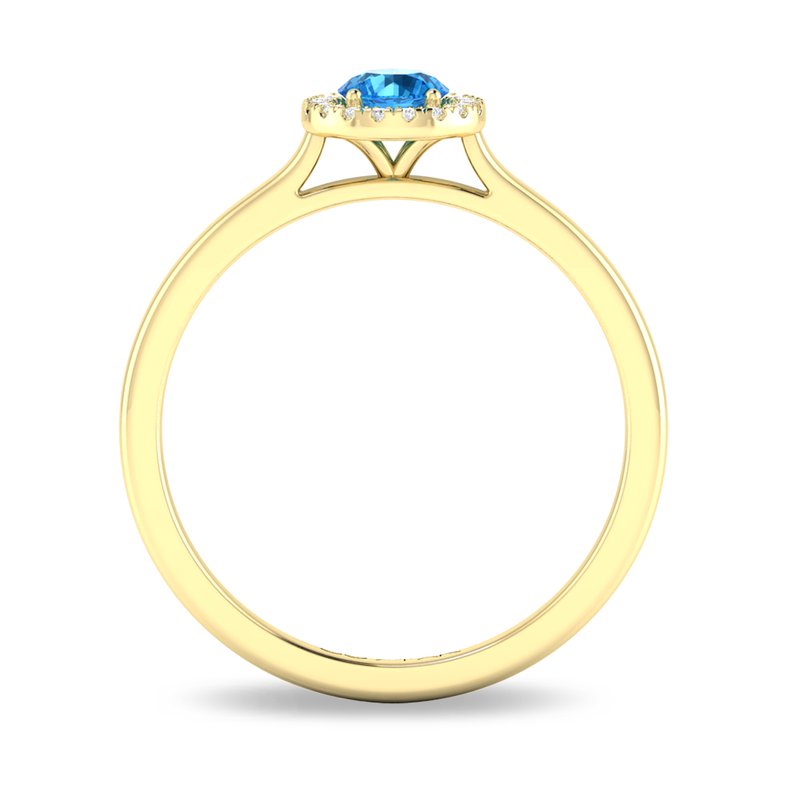 10K Gold Blue Topaz & Diamond Halo Ring