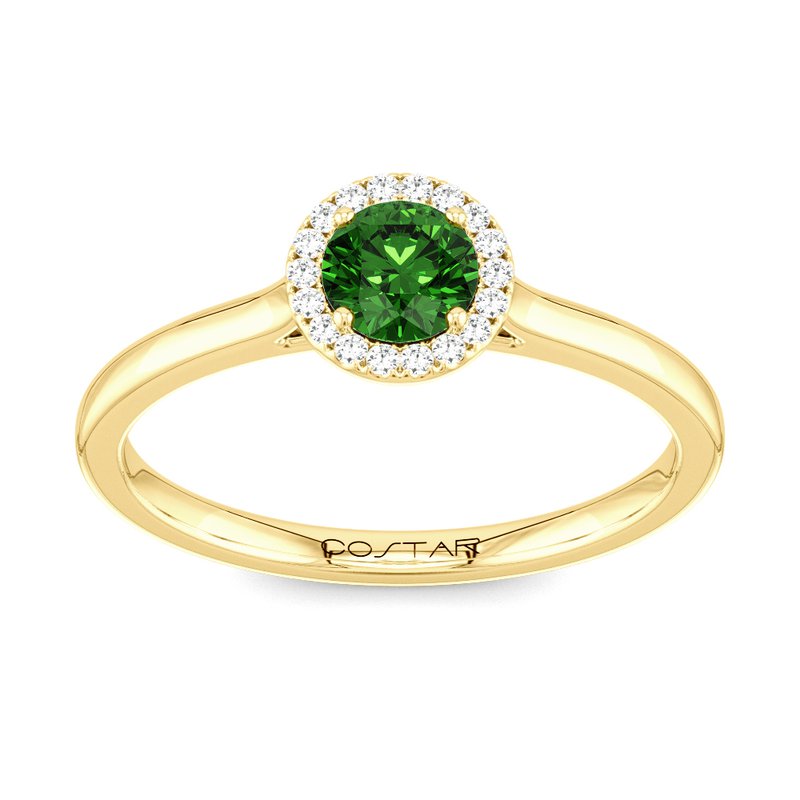 10K Gold Blue Topaz & Diamond Halo Ring