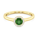 10K Gold Blue Topaz & Diamond Halo Ring
