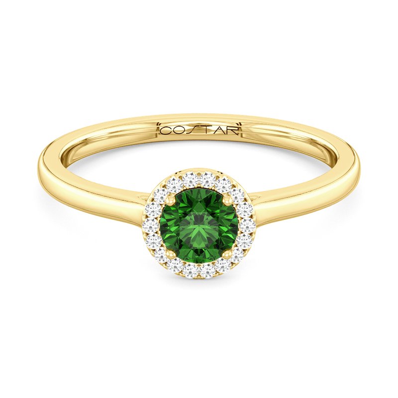 10K Gold Blue Topaz & Diamond Halo Ring