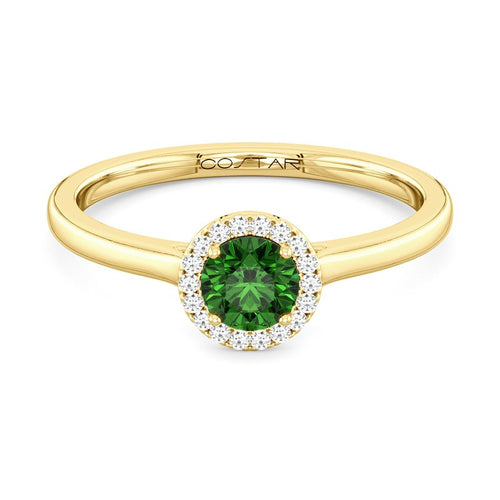 10K Gold Blue Topaz & Diamond Halo Ring