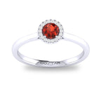 10K White Gold Garnet Halo Ring