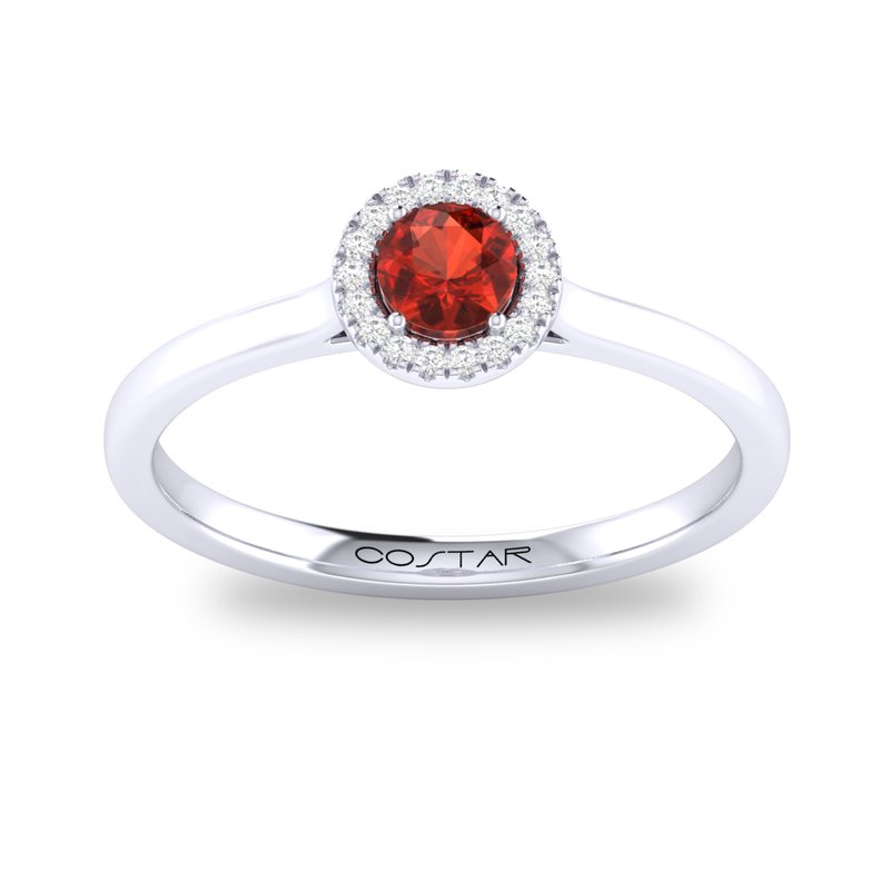 10K White Gold Garnet Halo Ring