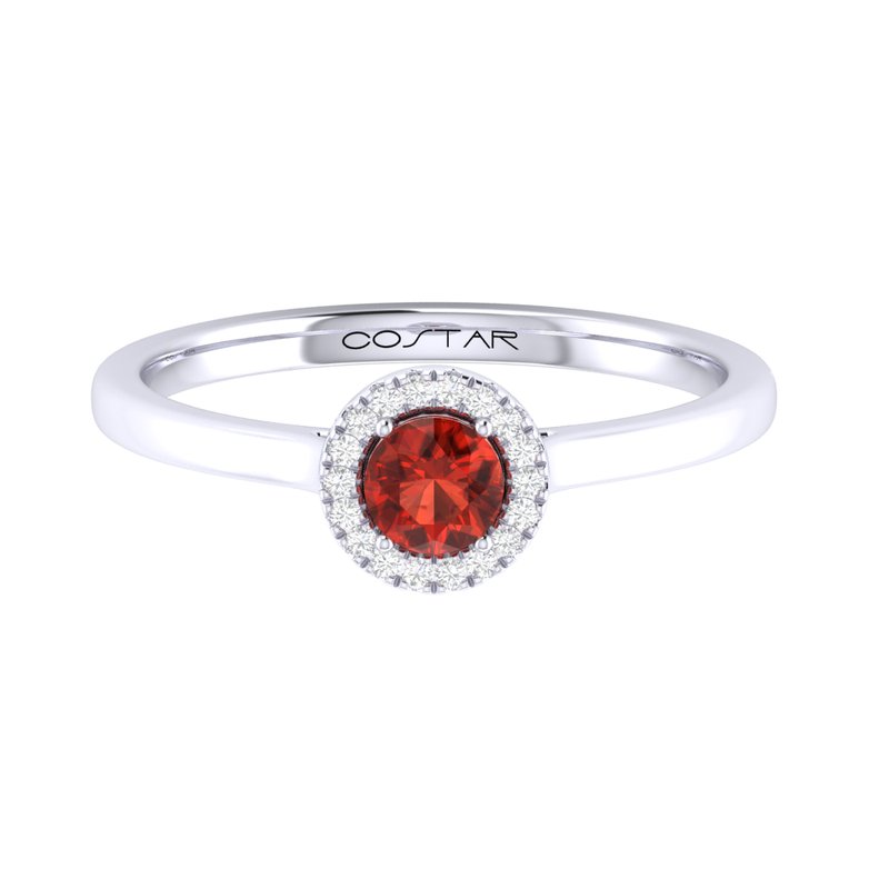 10K White Gold Garnet Halo Ring