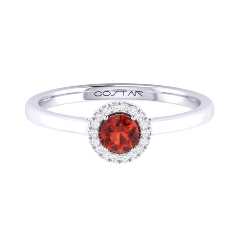 10K White Gold Garnet Halo Ring