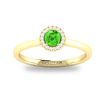 10K Gold Peridot & Diamond Halo Ring