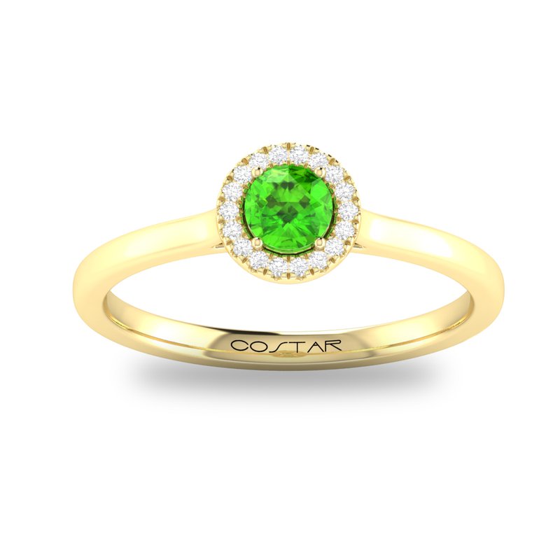 10K Gold Peridot & Diamond Halo Ring
