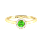 10K Gold Peridot & Diamond Halo Ring