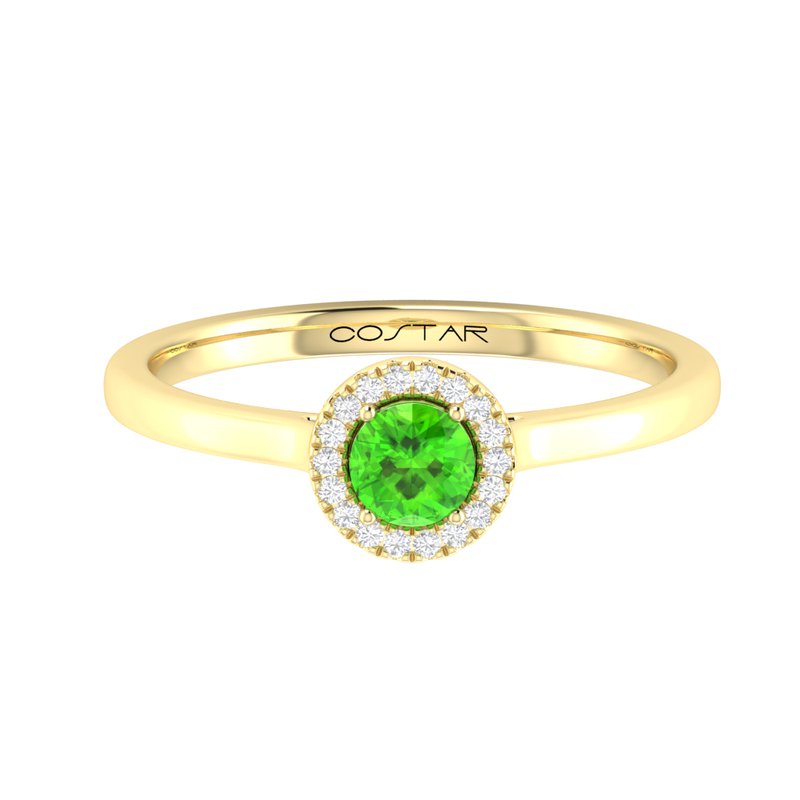10K Gold Peridot & Diamond Halo Ring