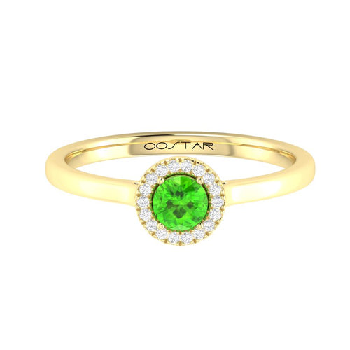 10K Gold Peridot & Diamond Halo Ring