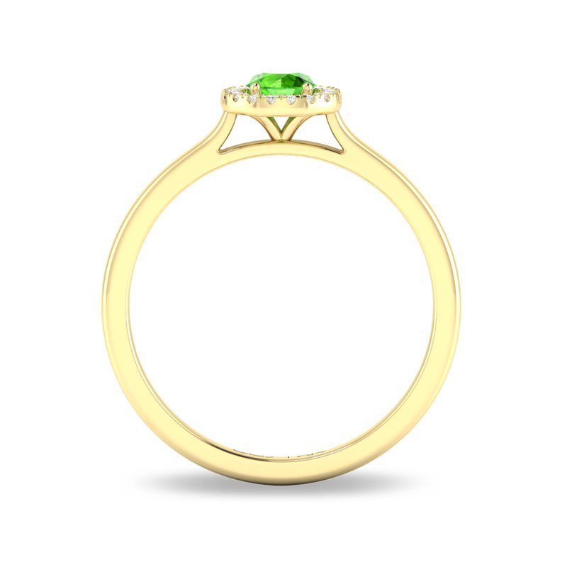 10K Gold Peridot & Diamond Halo Ring