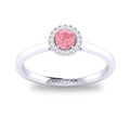 10K White Gold PinkTourmaline Halo Ring