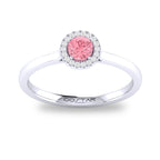 10K White Gold PinkTourmaline Halo Ring