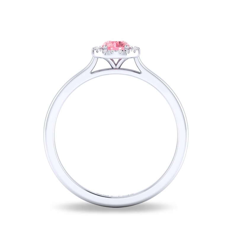 10K White Gold PinkTourmaline Halo Ring