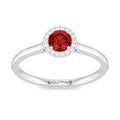 10K White Gold Ruby Halo Ring