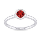 10K White Gold Ruby Halo Ring