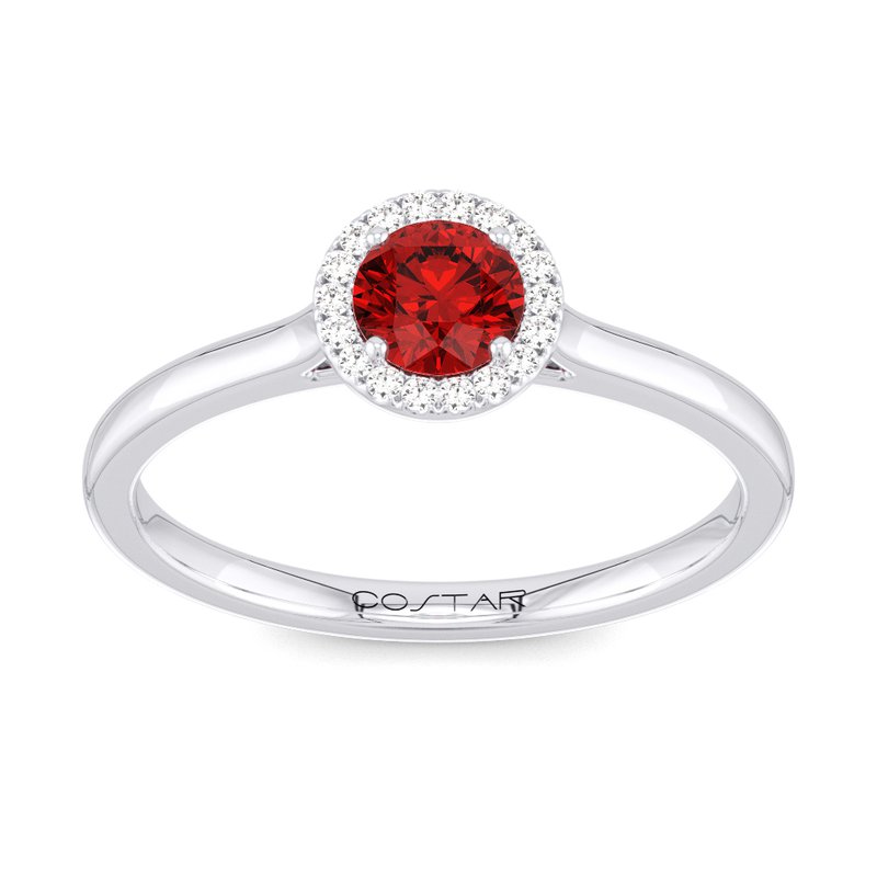 10K White Gold Ruby Halo Ring