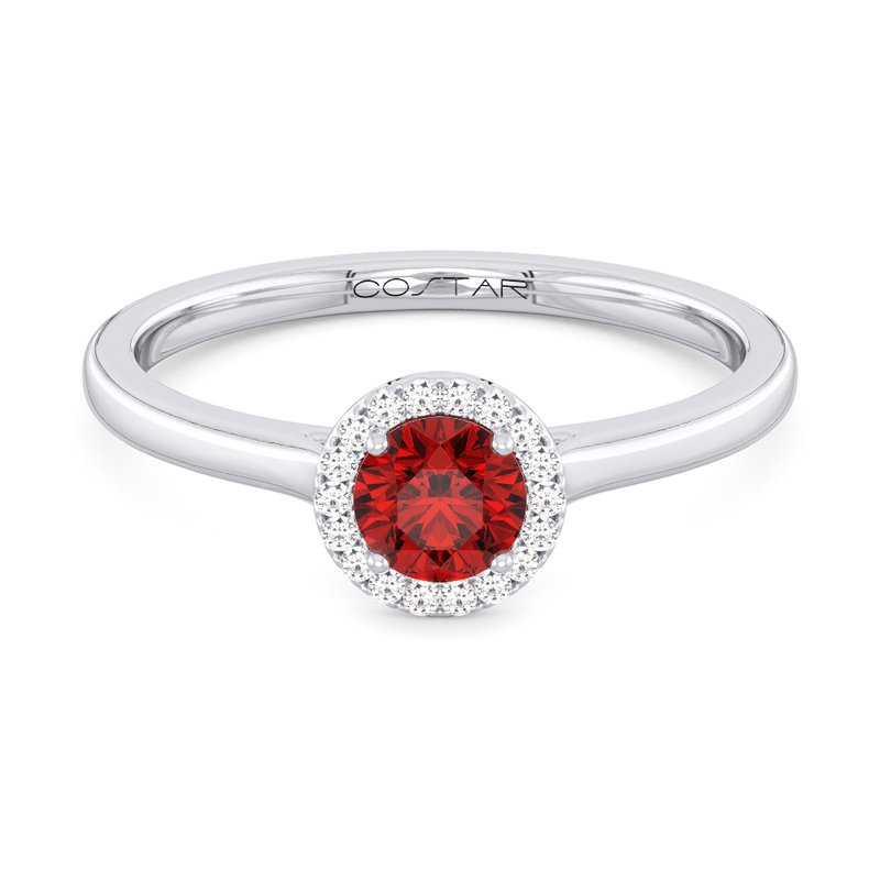 10K White Gold Ruby Halo Ring