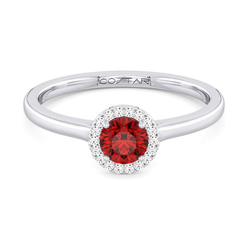 10K White Gold Ruby Halo Ring